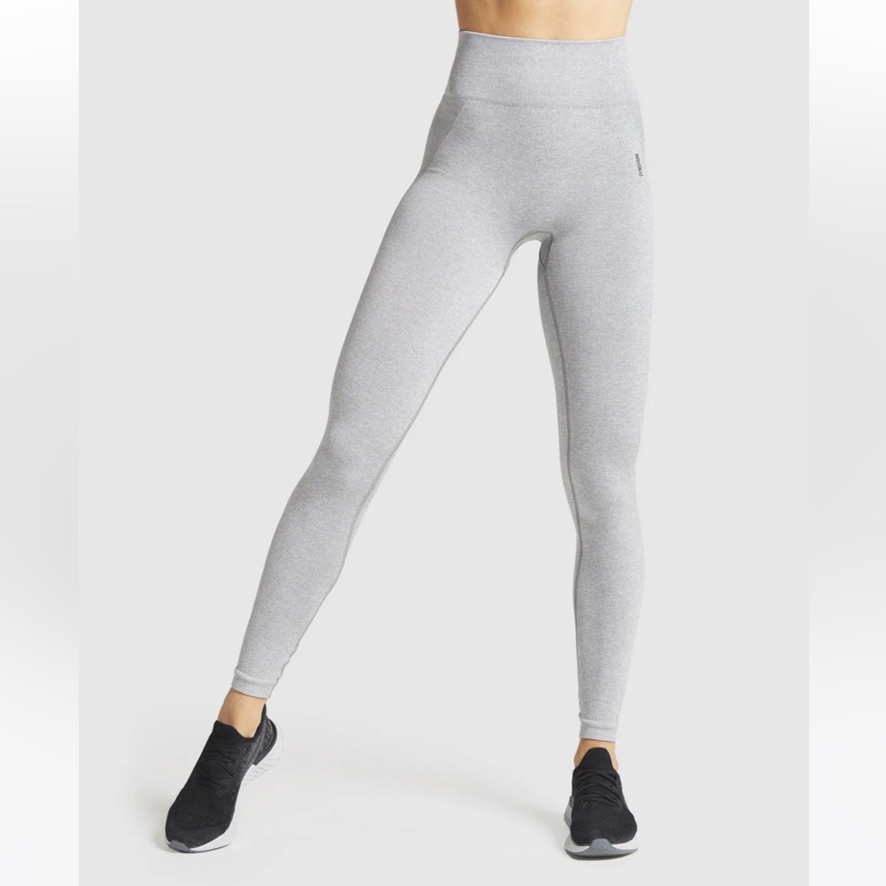 GYMSHARK Flex High Waisted Leggings Size M in Light Grey Marl/Black